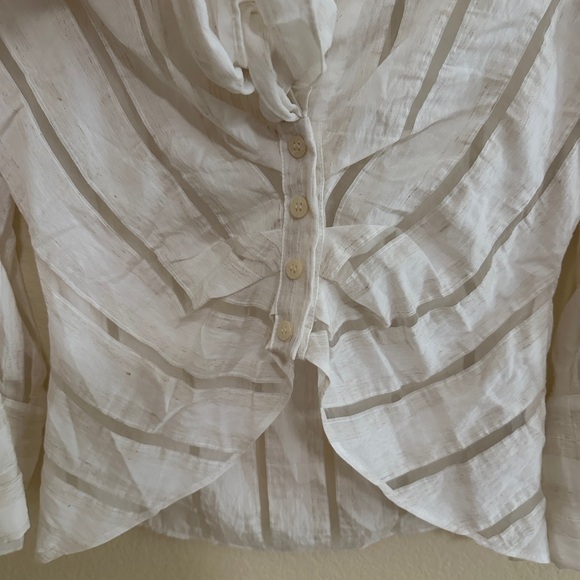 NWT Zara Cream Tie Front Blouse - Picture 3 of 6